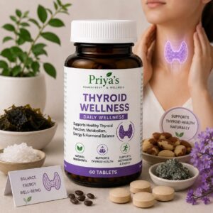 Priya's Homeopathy Thyroid Wellness Support Tablets for Daily Health and Vitality